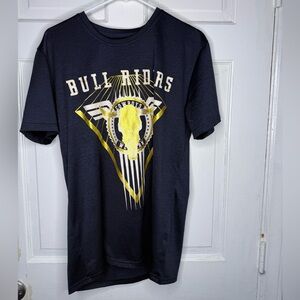 Riders by Lee Men's Black Tee with Gold Bull Riders Graphic